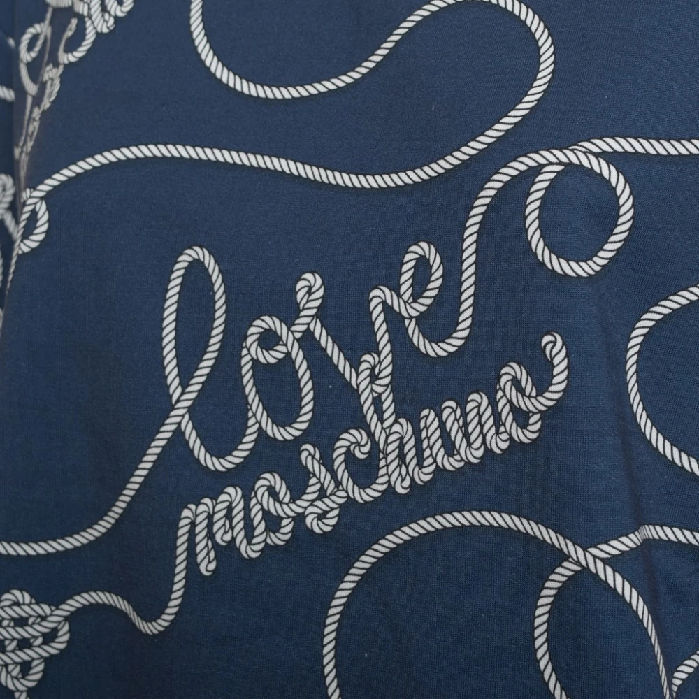 Moschino Comfortabele katoenen T-shirt met ronde hals Blue Dames