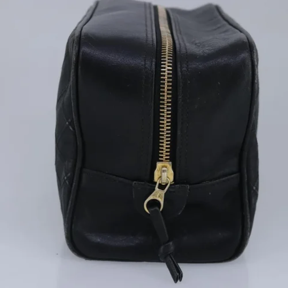 Chanel Vintage Pre-owned Leather clutches Black Dames
