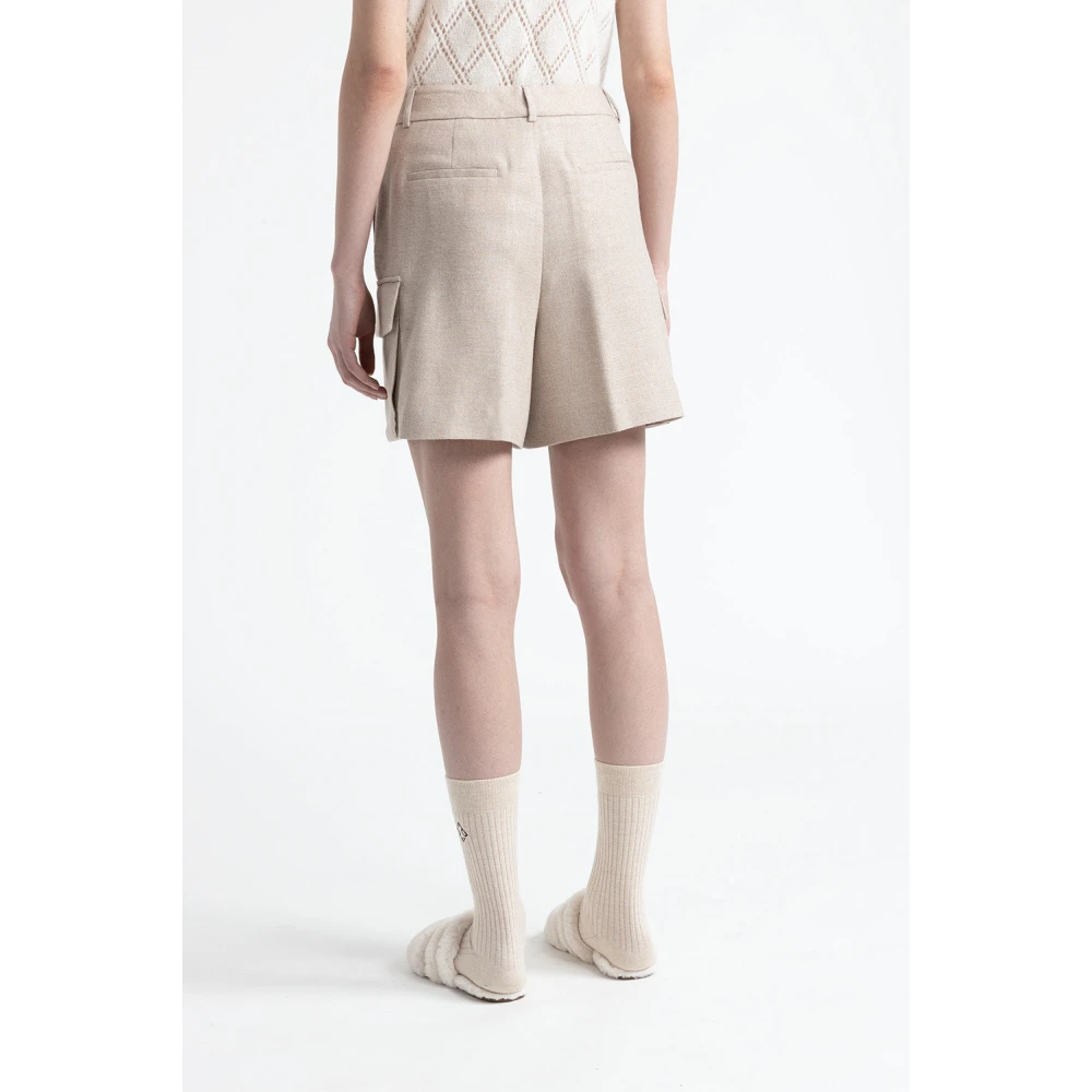 PESERICO Wol en viscose shorts met plooien Beige Dames