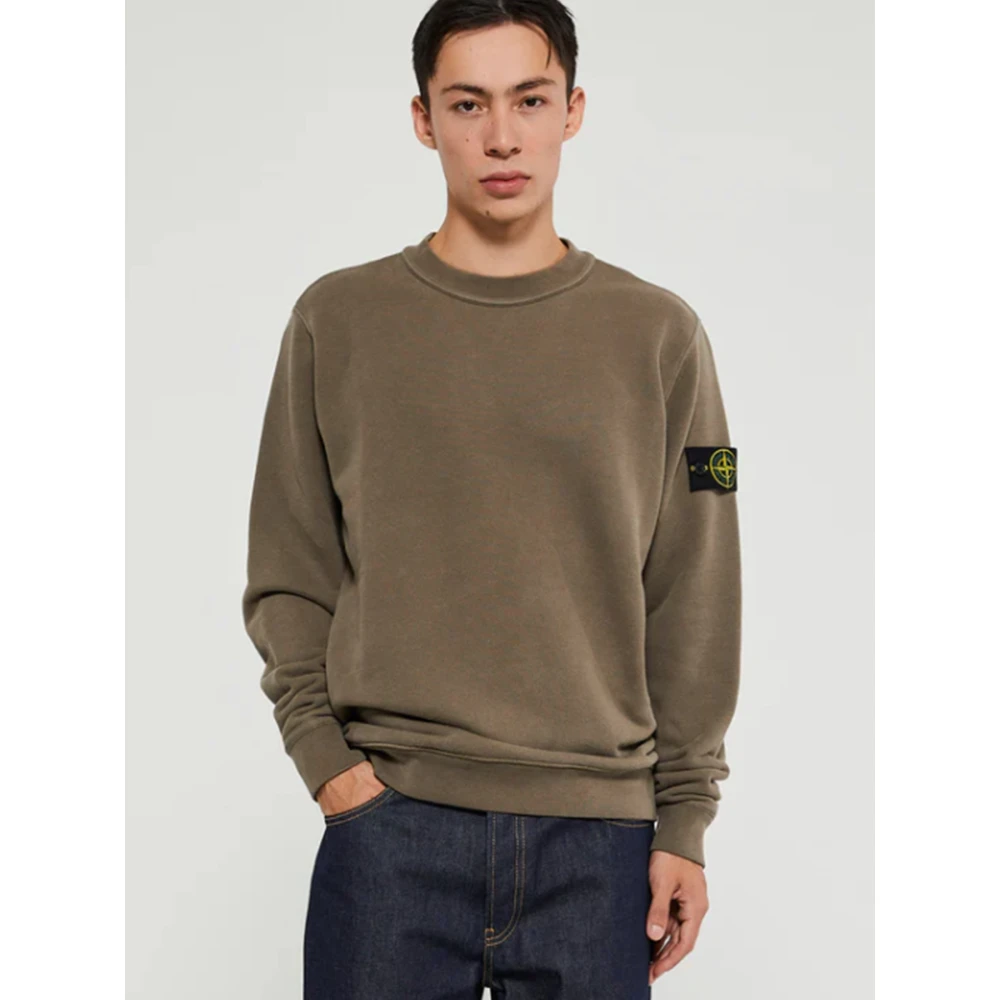 Stone Island Diagonal Fleece 'Old' Effect Sweater Brown Heren