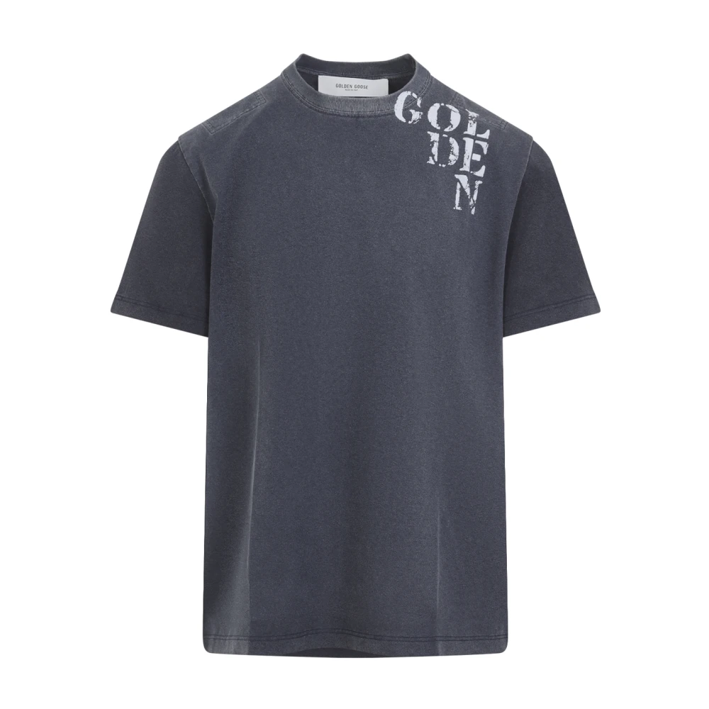 Golden Goose Men's Blue/Golden Crew Neck Cotton T-Shirt