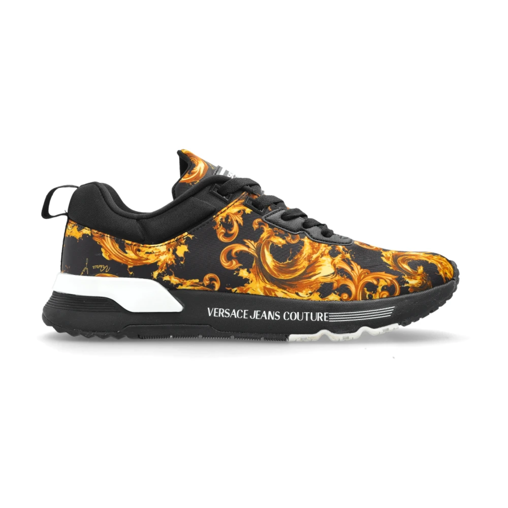 Versace Jeans Couture Sportschoenen met barocco-patroon Heren Schoenen Zwart