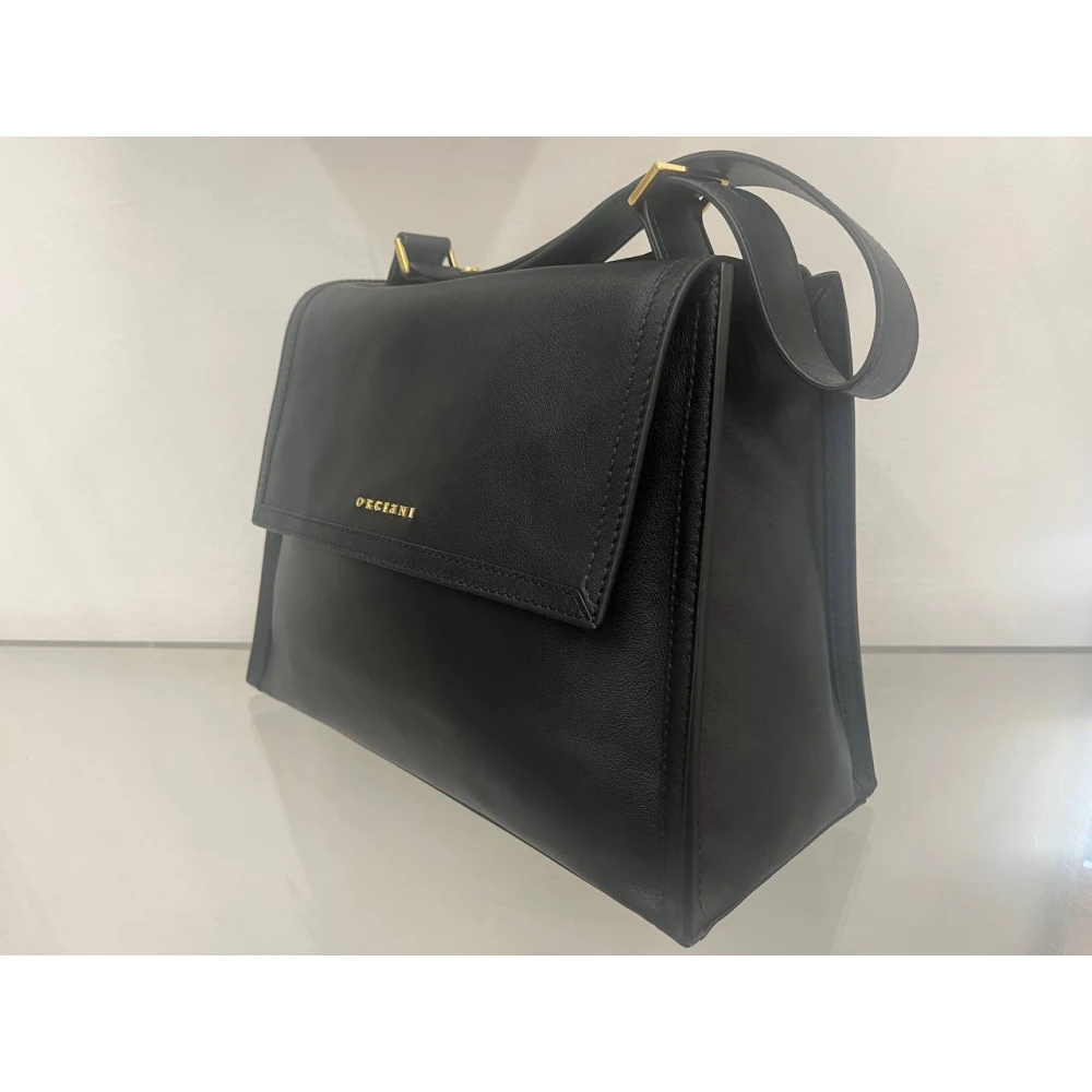 Orciani Zachte Leren Tas Black Dames