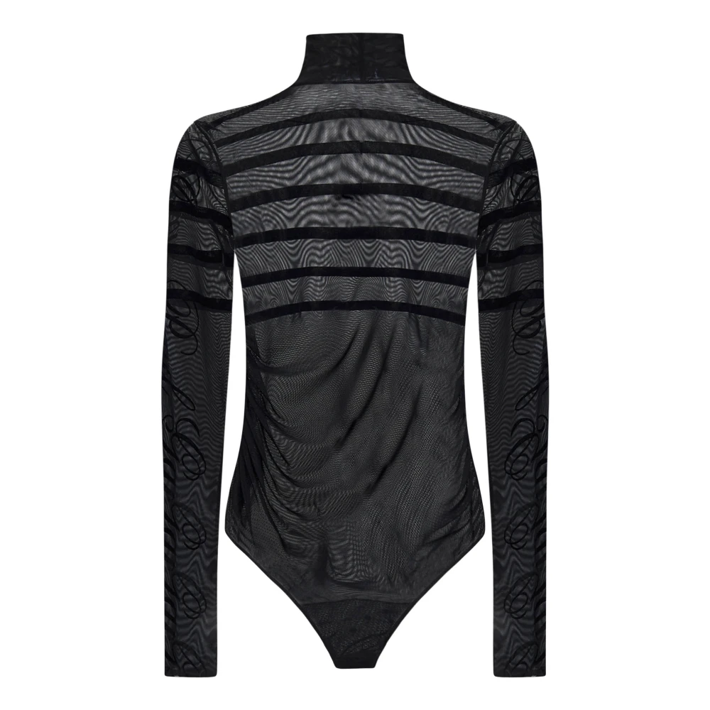 Jean Paul Gaultier Zwarte Coltrui met Lange Mouwen Bodysuit Black Dames