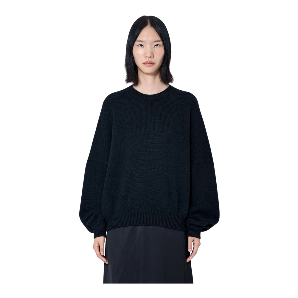 Khaite Black Round-Neck Knitwear, Female, S, Oversized Wool-Blend Jumper
