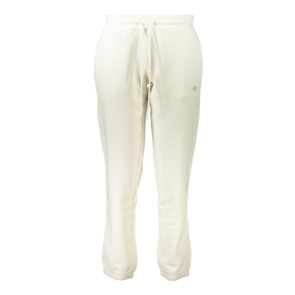 Napapijri White Sporty Women's Trousers With Embroidery - Female - Sweatpants - M - Trousers