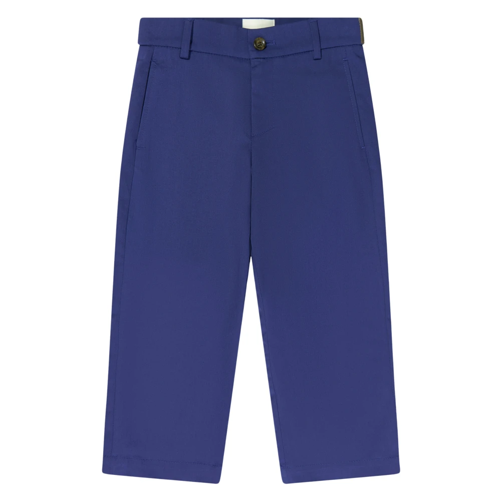 Fendi Boys Blue Trousers, 4 Y, Gabardine Stretch Trousers