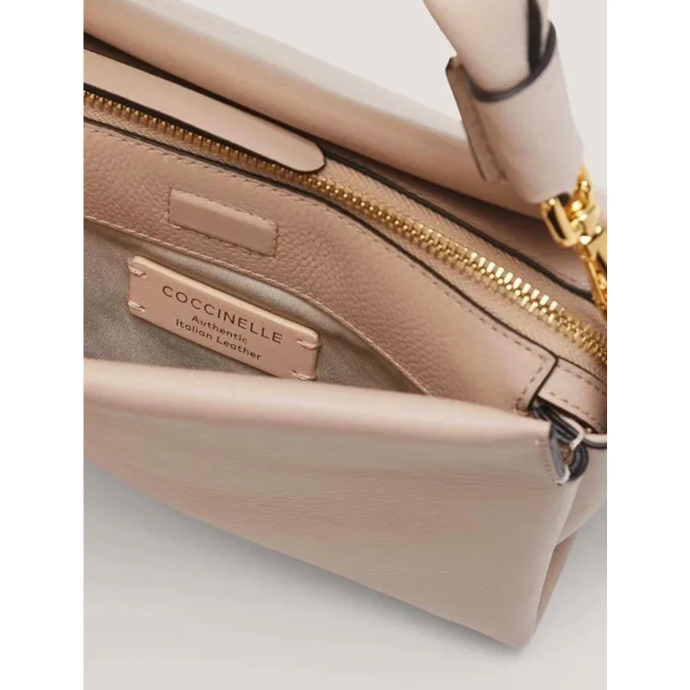 Coccinelle Stijlvolle leren handtas met afneembare band Beige Dames