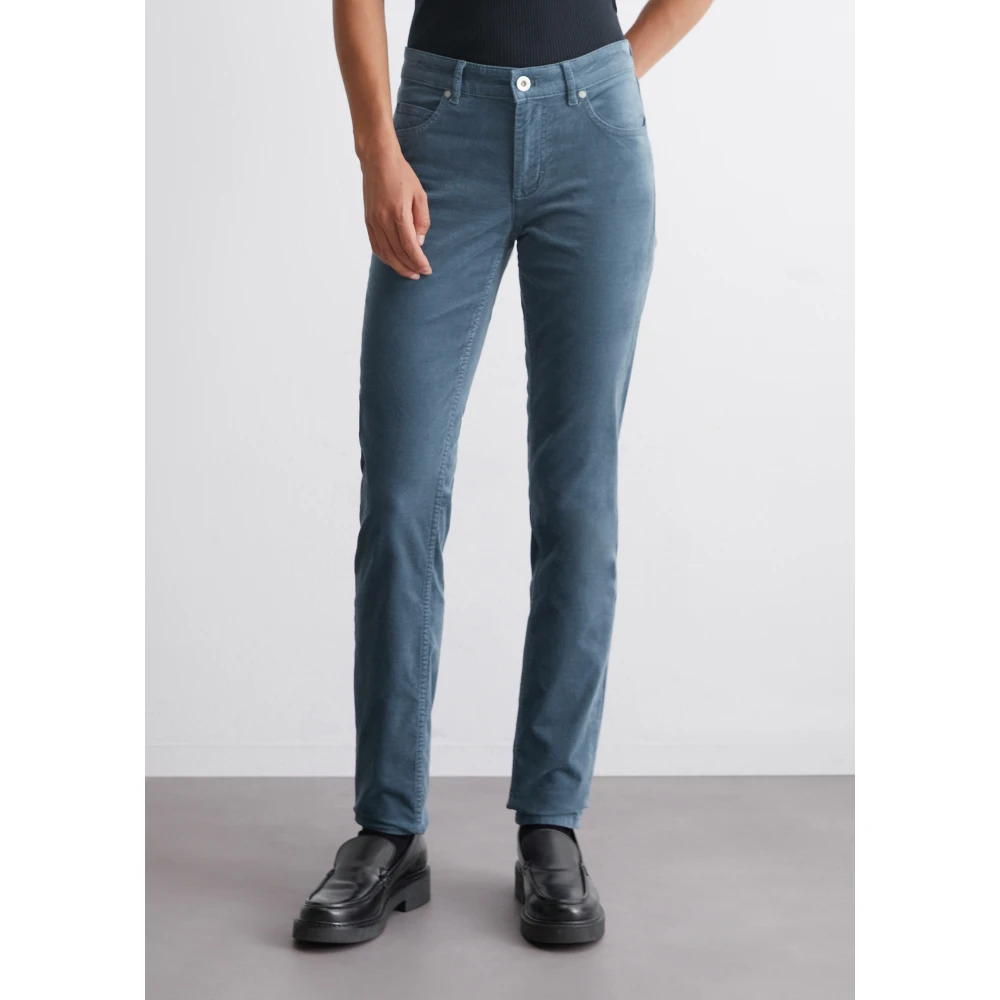 Marc O'Polo Fluwelen broek model Lulea slim Blue Dames