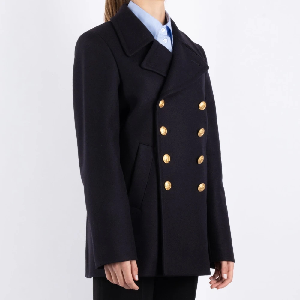 Seafarer Blauwe Wol Kasjmier Jas Blue Dames
