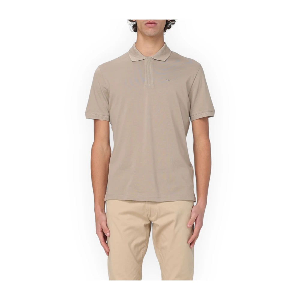 Emporio Armani Stijlvolle Polo Shirts met Verborgen Gedeeltelijke Sluiting Beige Heren