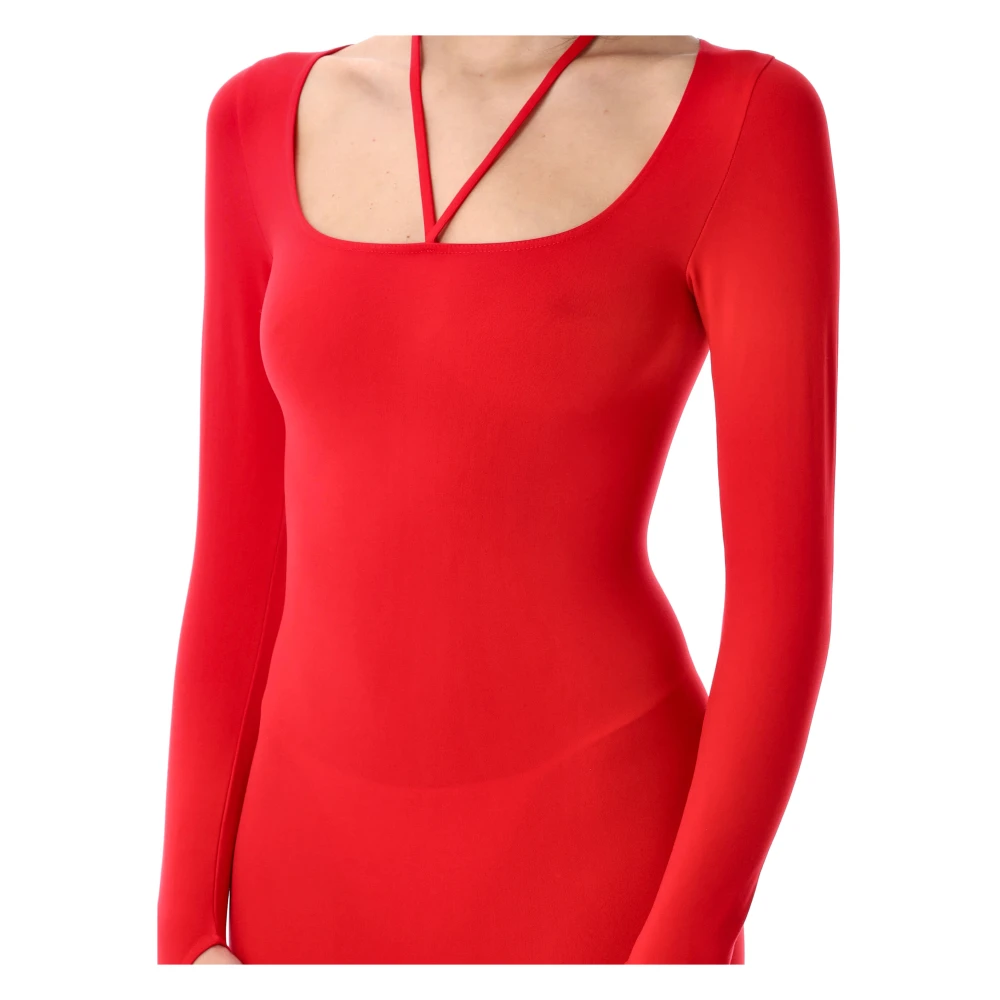 Andrea Adamo Rode Sculpting Jersey Midi Jurk Red Dames