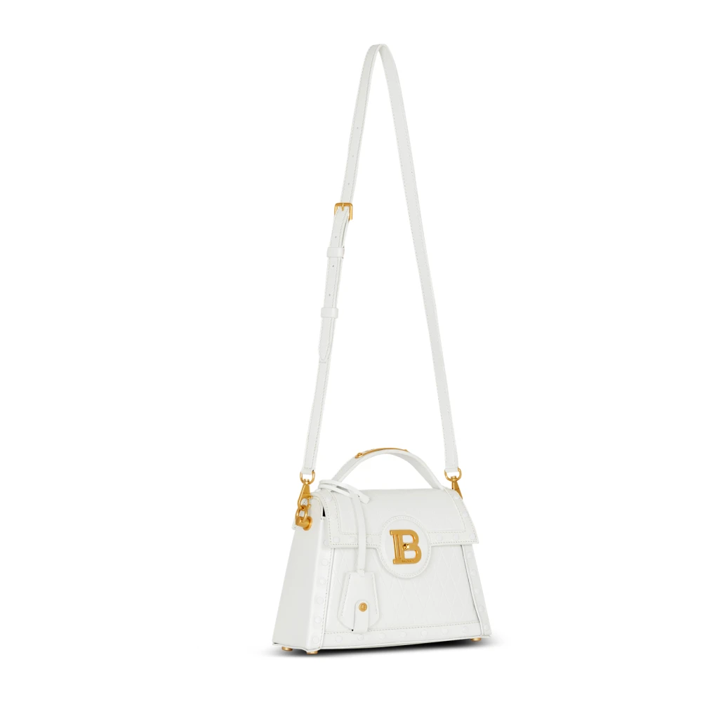 Balmain B-Buzz Dynasty tas in ruitgestanst kalfsleer White Dames