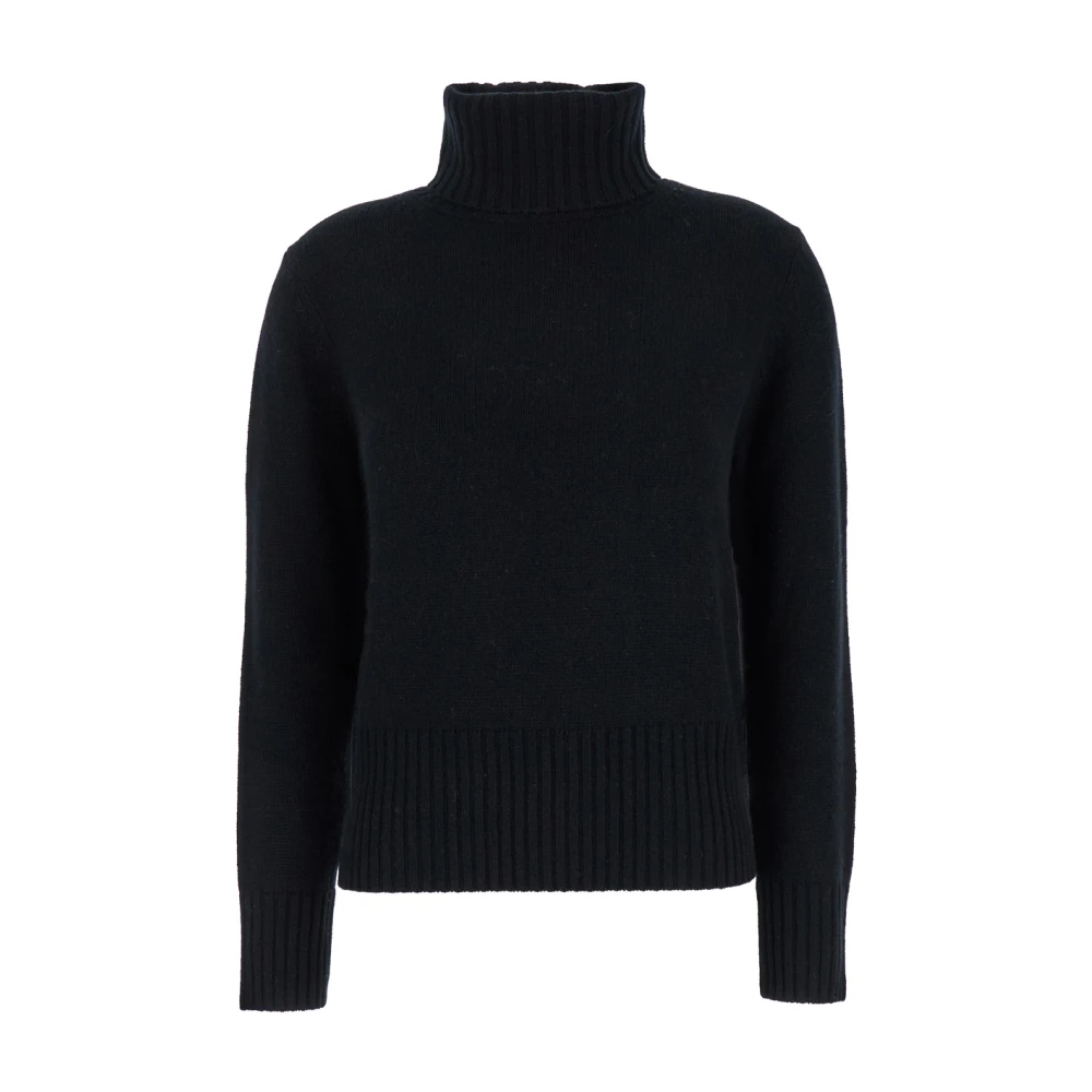 Allude Zwarte Hoge Hals Trui Wol Kasjmier Black Dames