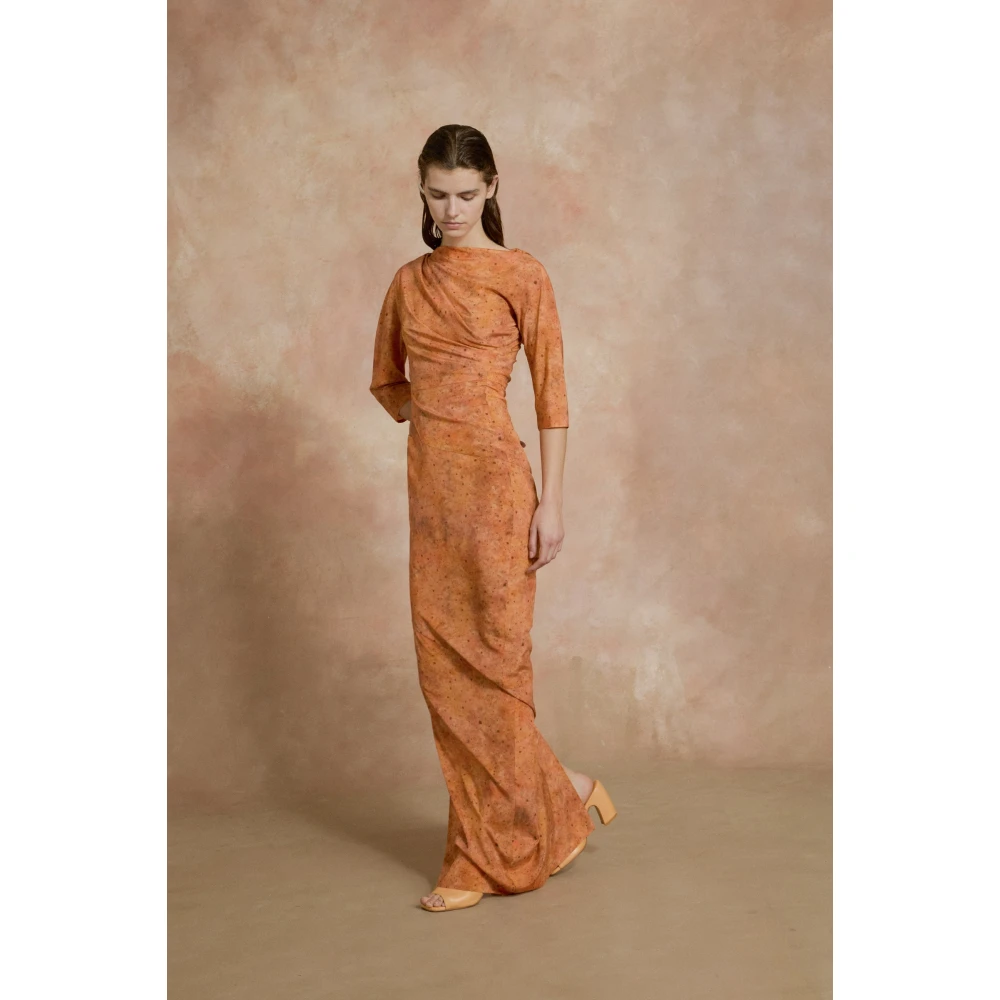 Cortana Anja zijden jurk sora print Orange Dames