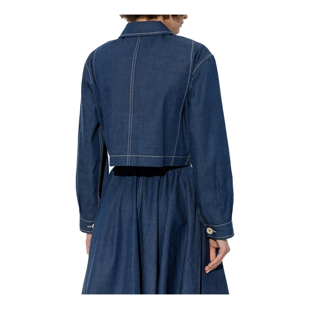 Gucci Denim Jas met Logo Patch Blue Dames