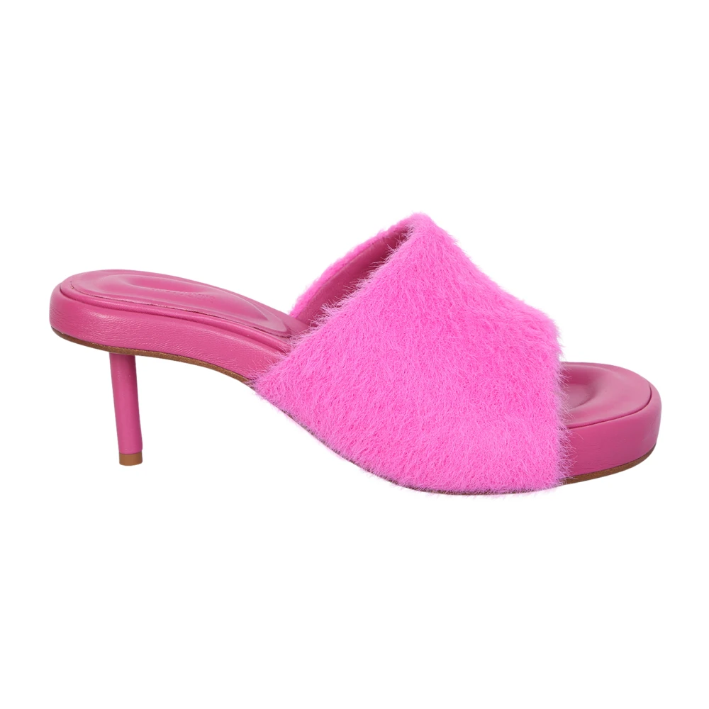Jacquemus Pink Heeled Mules, Female, 4 Uk, Sandals With Square Toe