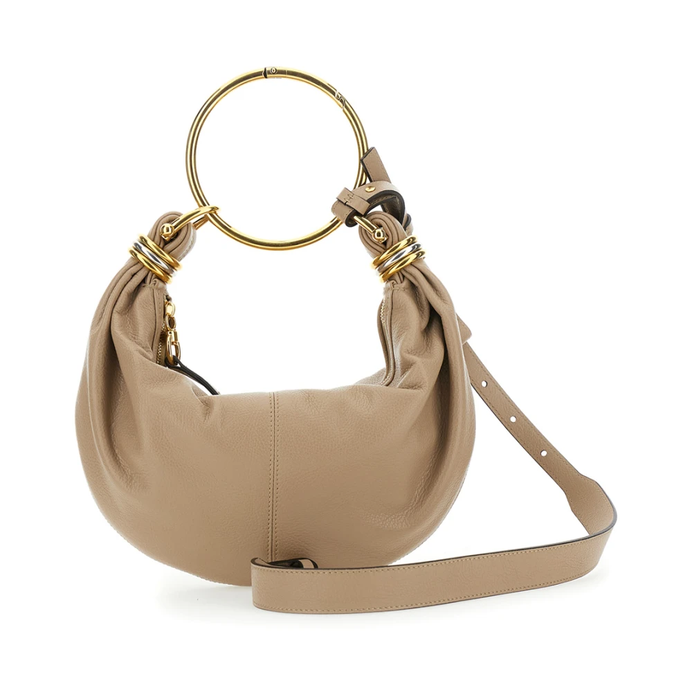 Chloé Bruine Hobo Handtas van Gehamerd Leer Brown Dames