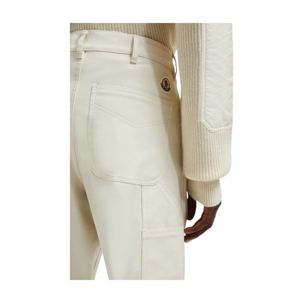 Moncler Off White Katoenen Canvas Broek White Heren