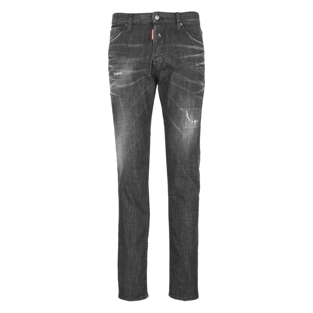Dsquared2 Zwarte Gescheurde Katoenen Jeans Black Heren