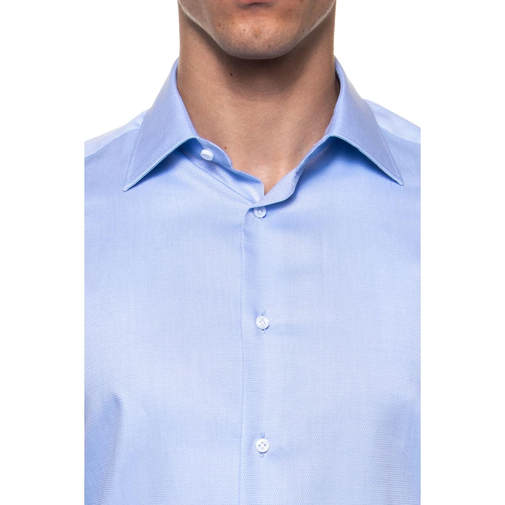 Càrrel Italiaanse Hals Micro Print Overhemd Blue Heren