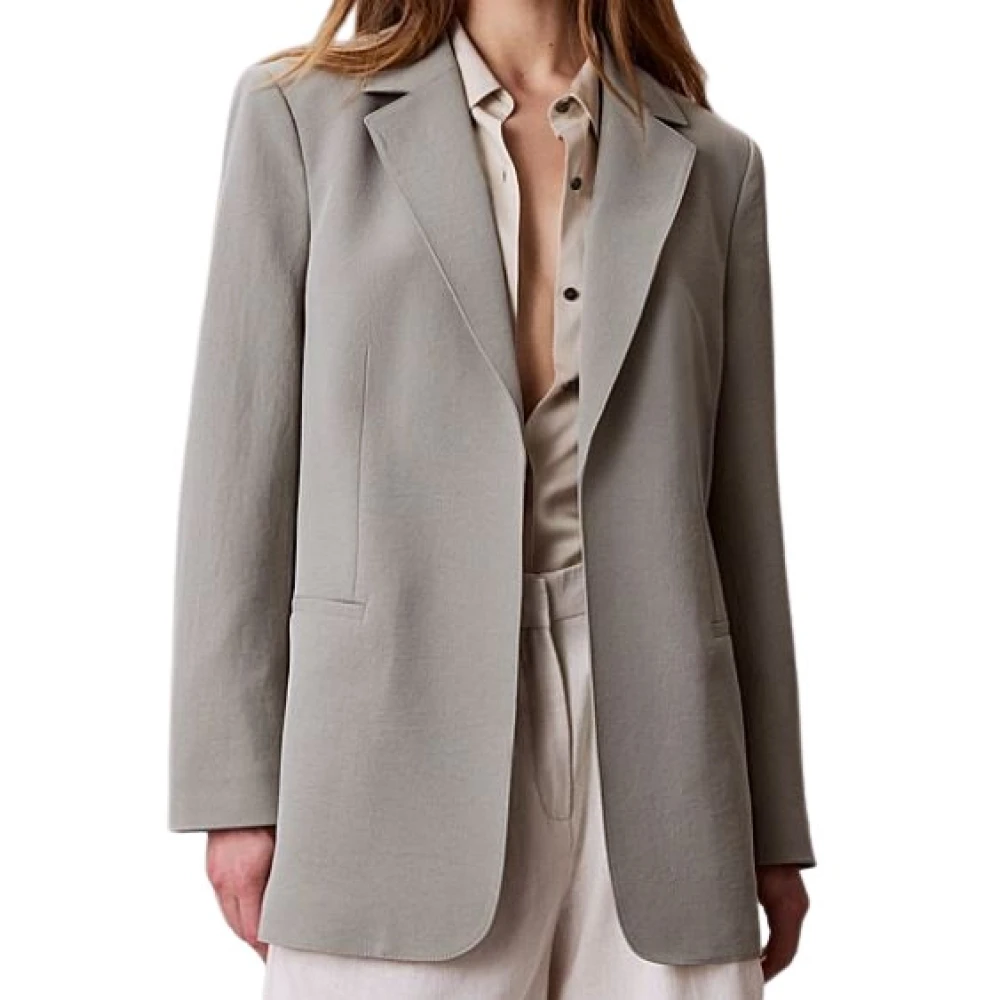 Calvin Klein Women's Green Casual Twill Belted Blazer - Blazers - L - Jackets