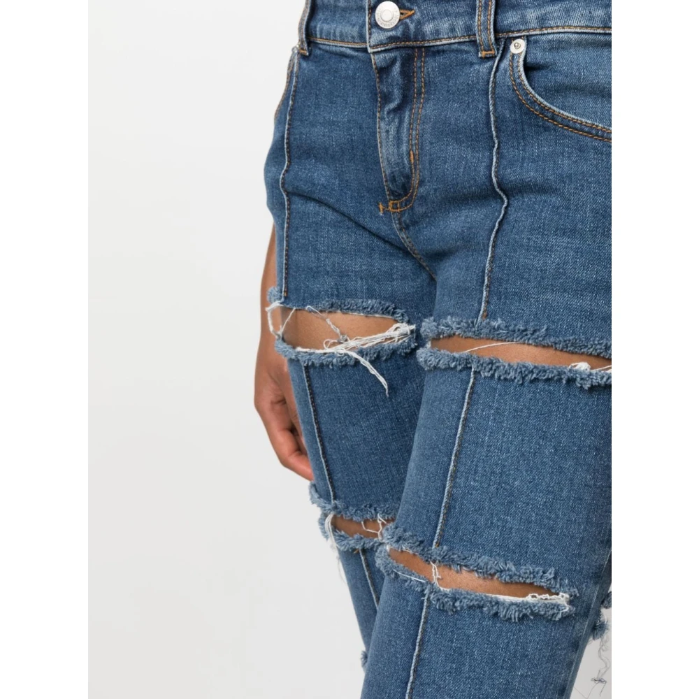 alexander mcqueen Versleten cropped jeans met gescheurde details Blue Dames
