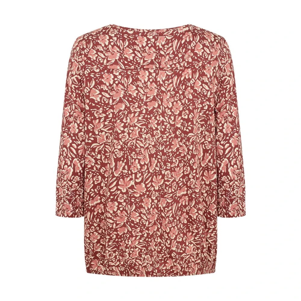 Soyaconcept Bloemenprint shirt met split halslijn Red Dames