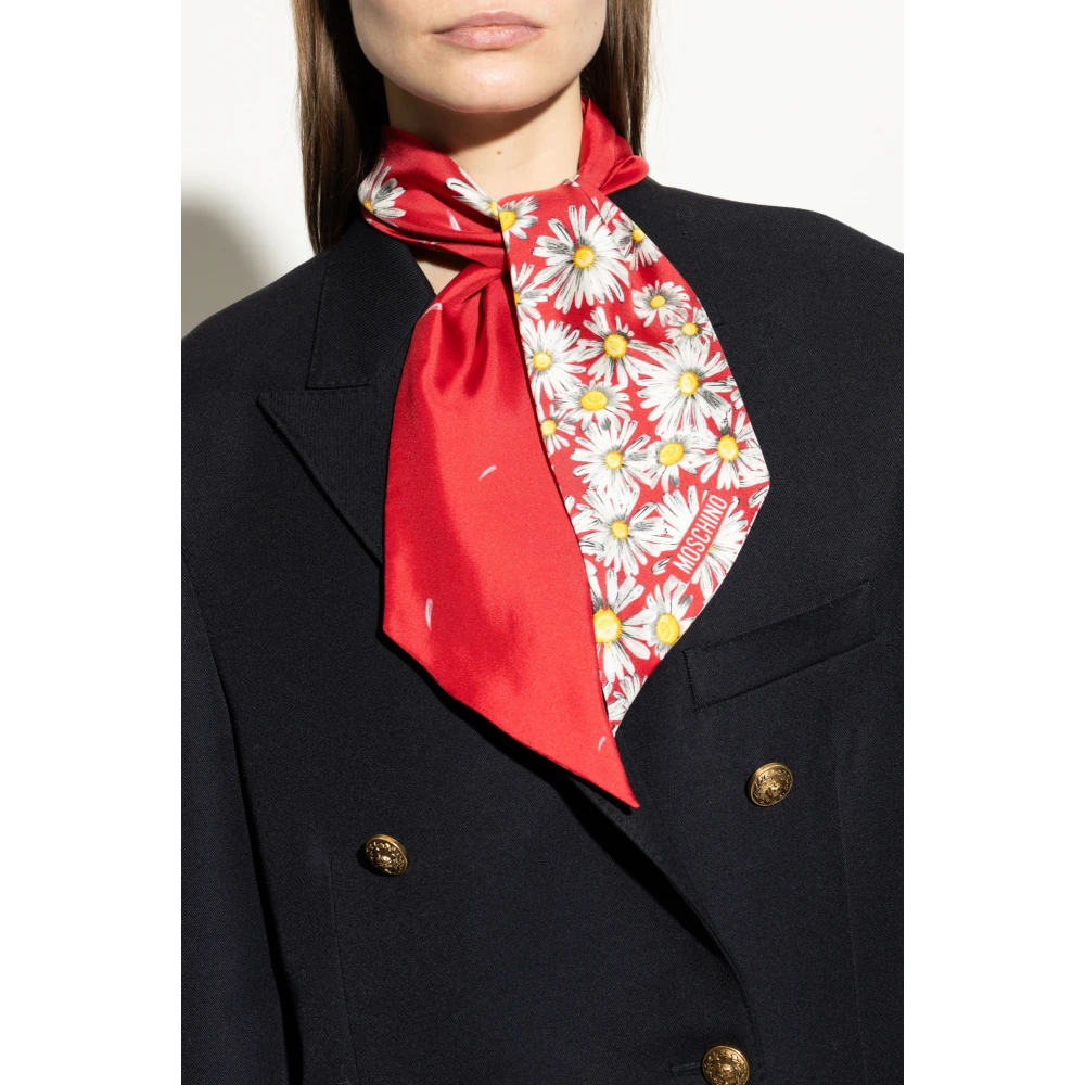 Moschino Zijden sjaal met bloemenpatroon Red Dames