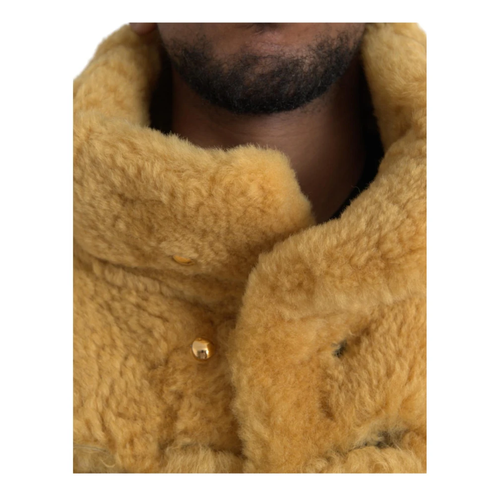 Bottega Veneta Gele Shearling Lange Jas Yellow Heren