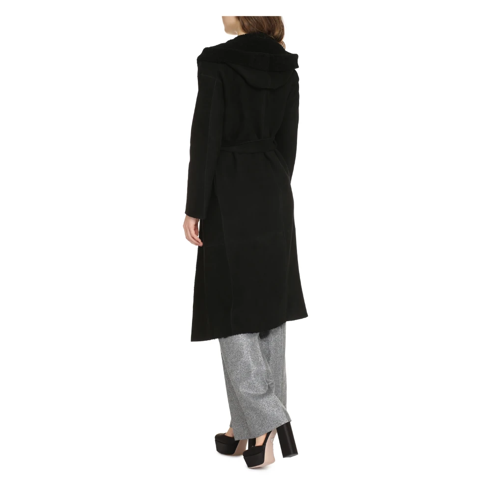 Salvatore Santoro Suede Shearling Jas Black Dames