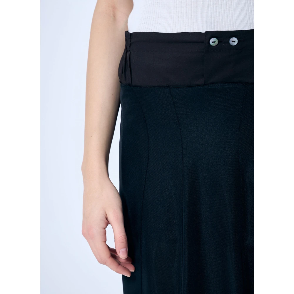 Maison Margiela Satin Midi Rok met Organza Trim Black Dames