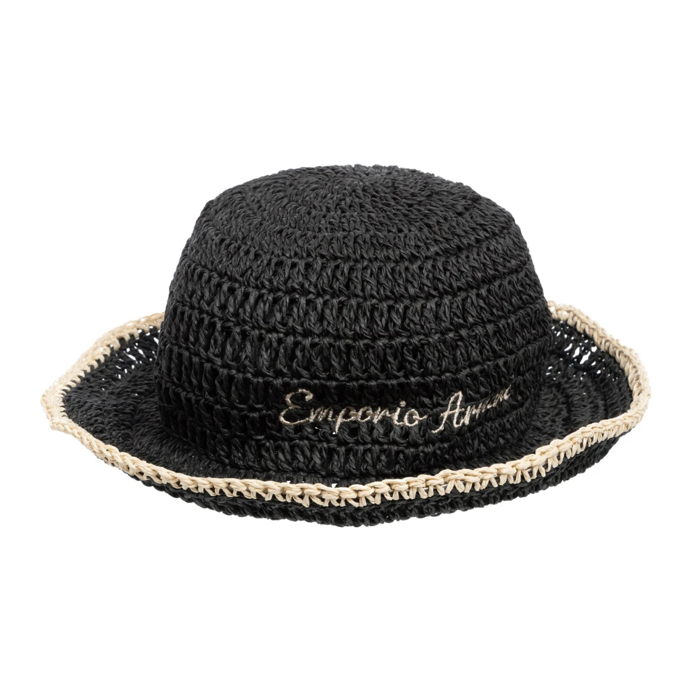 Emporio Armani Eenvoudige Logo Strandhoed Black Dames