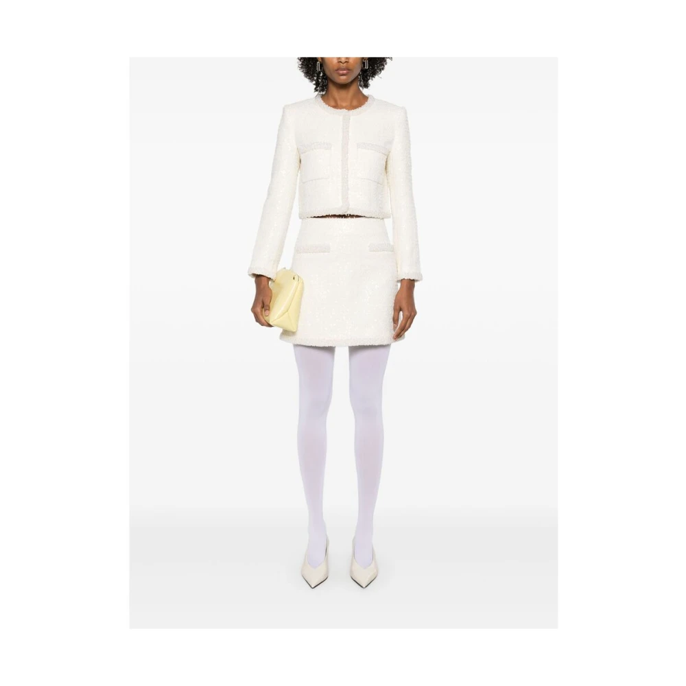 Self Portrait Pailletversierde Witte Rok White Dames