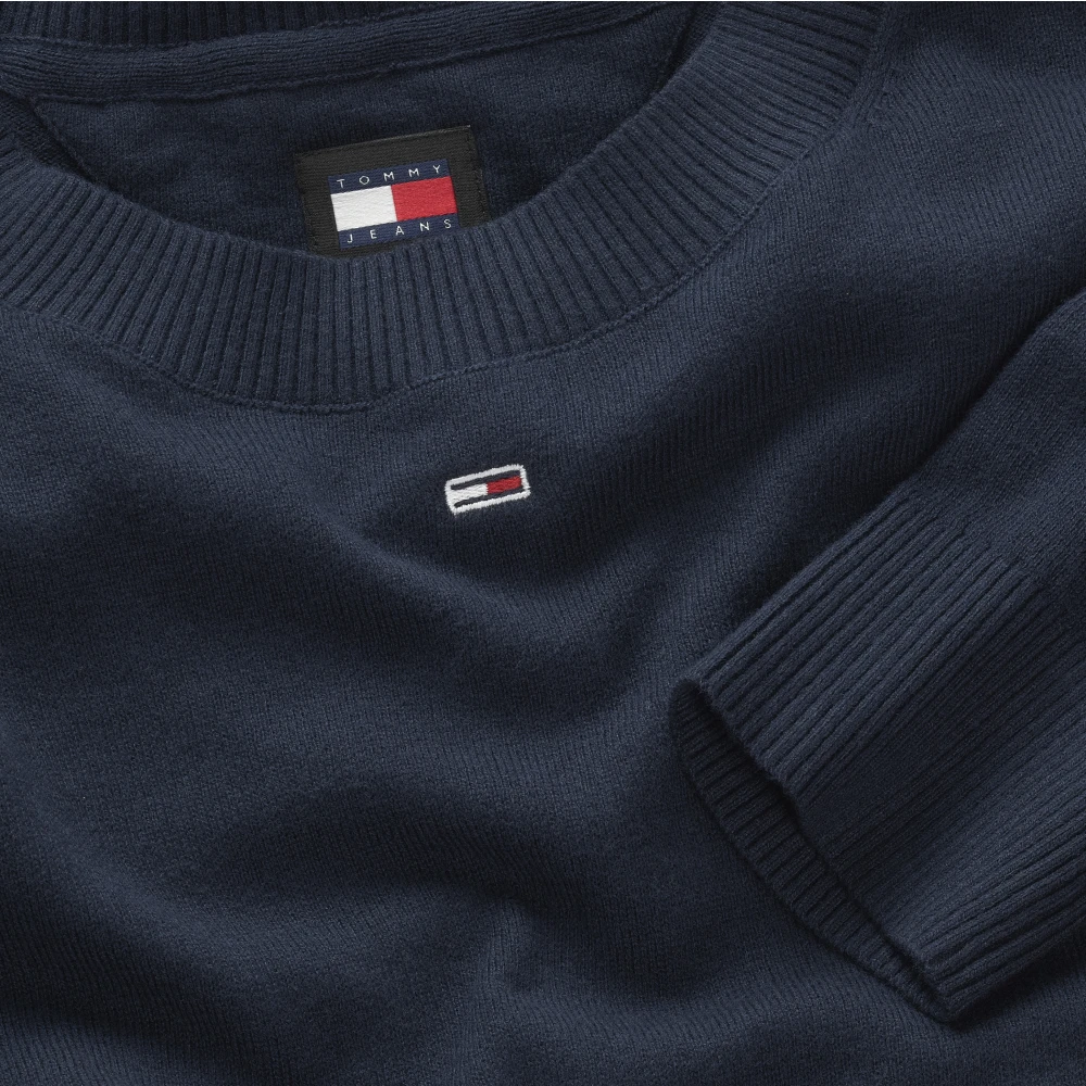 Tommy Jeans Klassieke Donkerblauwe Trui met Ronde Hals Blue Dames