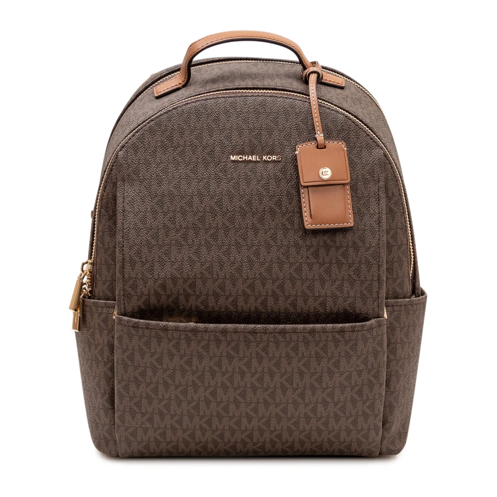 Michael Kors Women's Brown Backpacks, One Size, Sable Medium Signature Logo Backpack