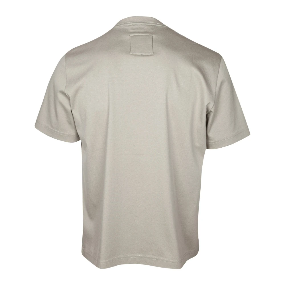 Lanvin Geborduurd Logo Denim T-shirt Beige Heren