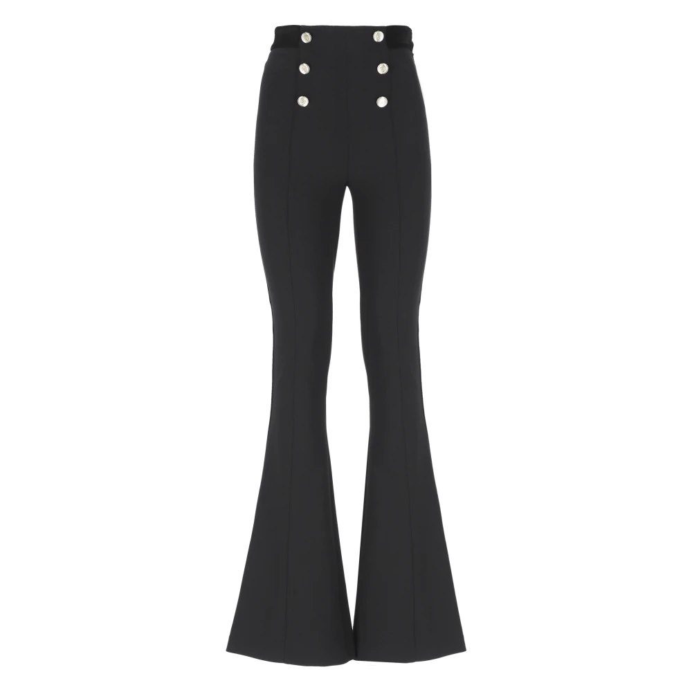 Elisabetta Franchi Zwarte Broek met Logoed Knopen Black Dames