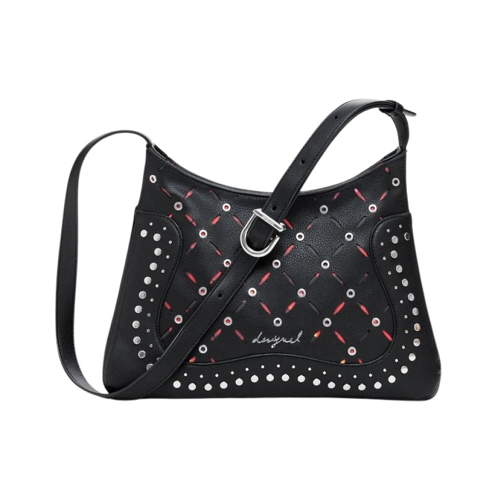 Desigual Women's Black Handbag With Stud Adornments - Shoulder Bags - One Size - Bags