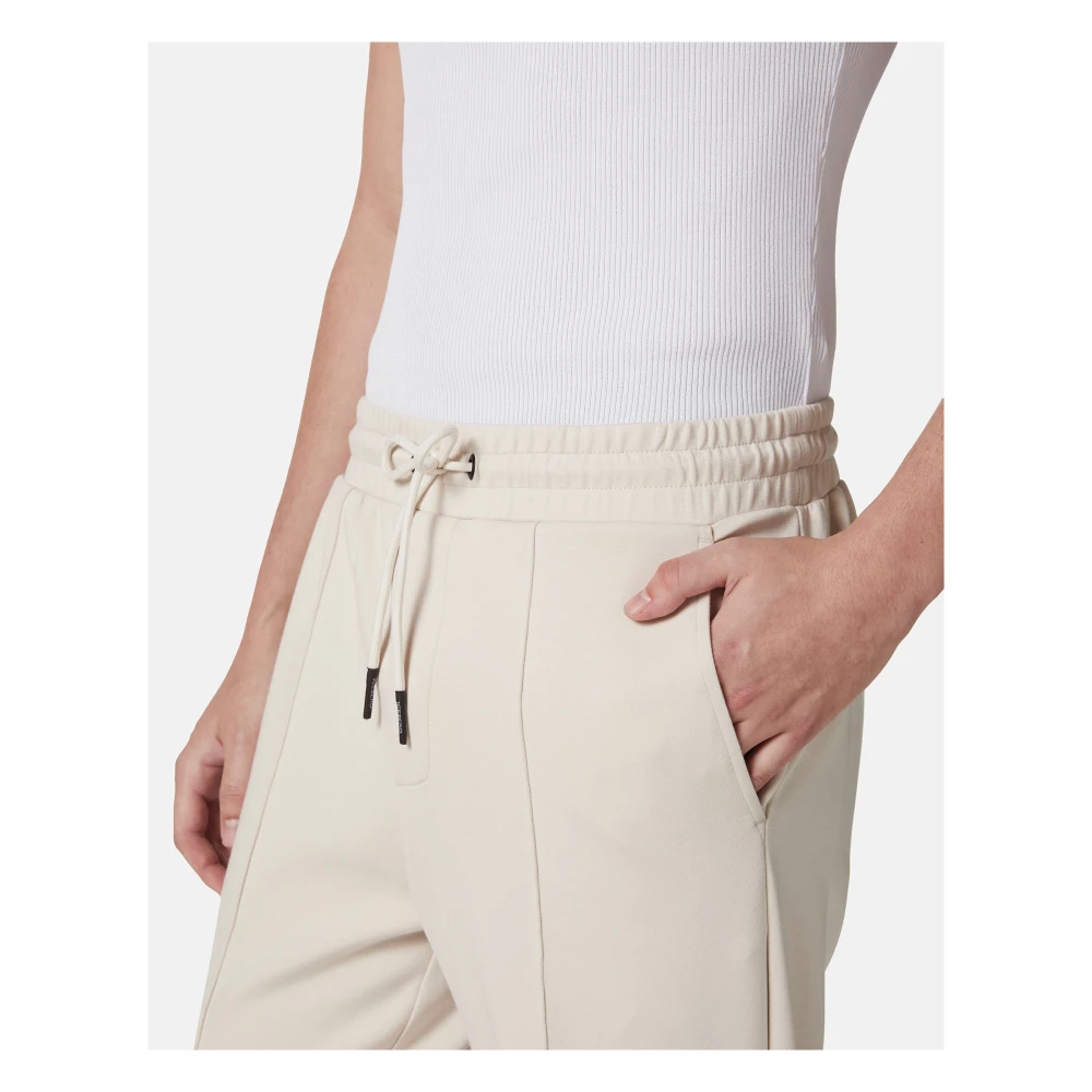 Iceberg Stoffige witte broek in scuba-effect fleece met logopatch Beige Heren