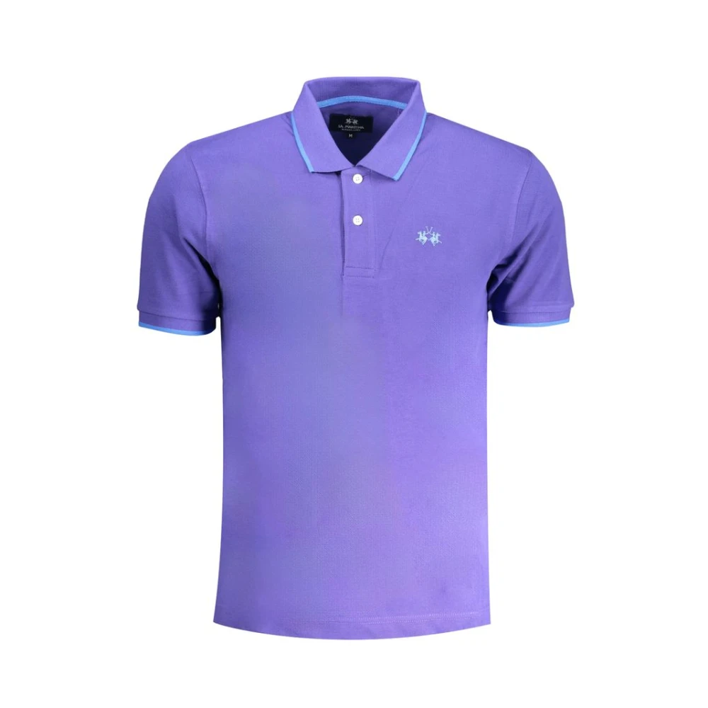 LA MARTINA Lila Katoenen Poloshirt met Borduurwerk Purple Heren
