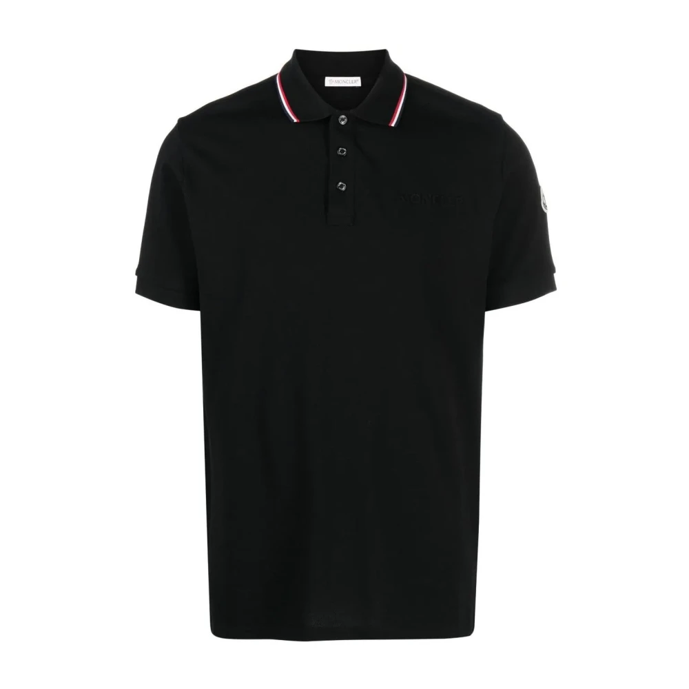 Moncler Polo Shirt met kraagafwerking Black Heren