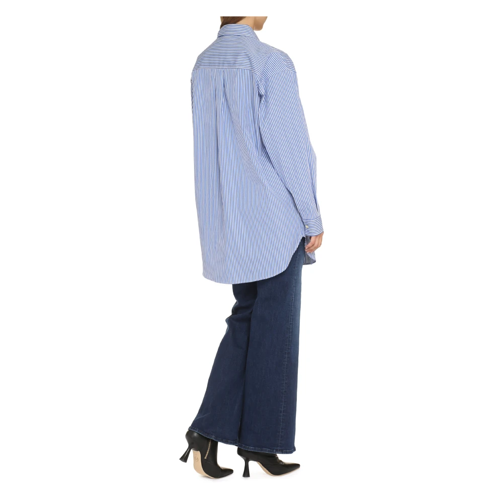 ETRO Gestreept katoenen shirt met afgeronde zoom Blue Dames