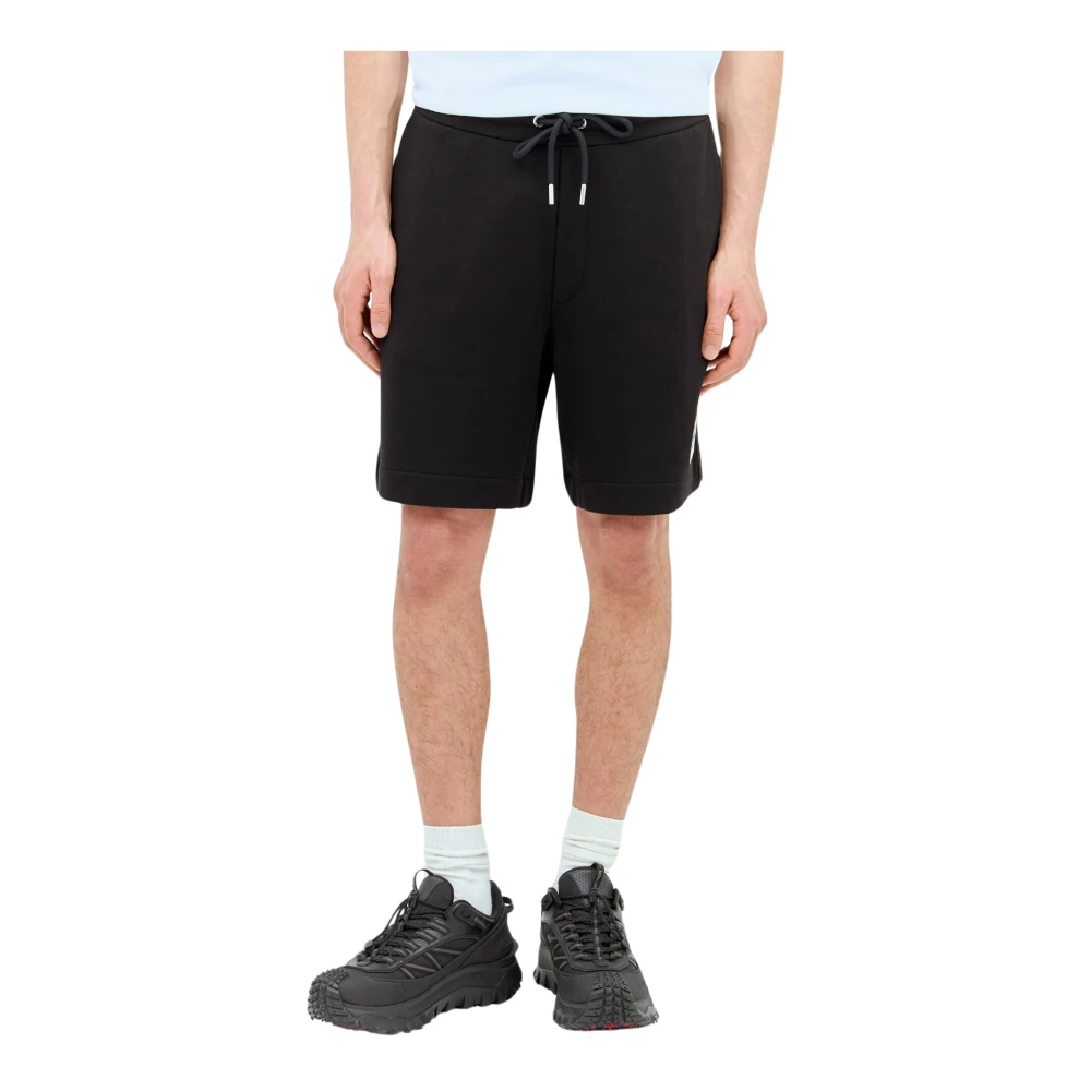 Moncler Fleece Logo Patch Shorts Black Heren