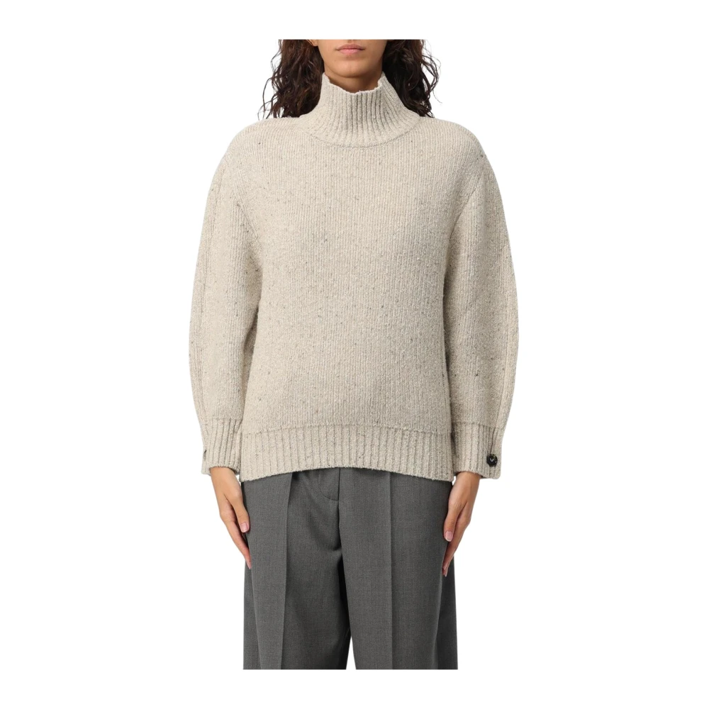 Bottega Veneta Women's Beige Mock Neck Wool Cashmere Sweater