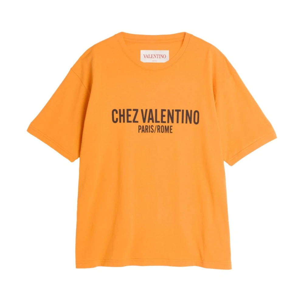 Valentino Garavani Logo Print Katoenen T-shirts en Polos Yellow Heren