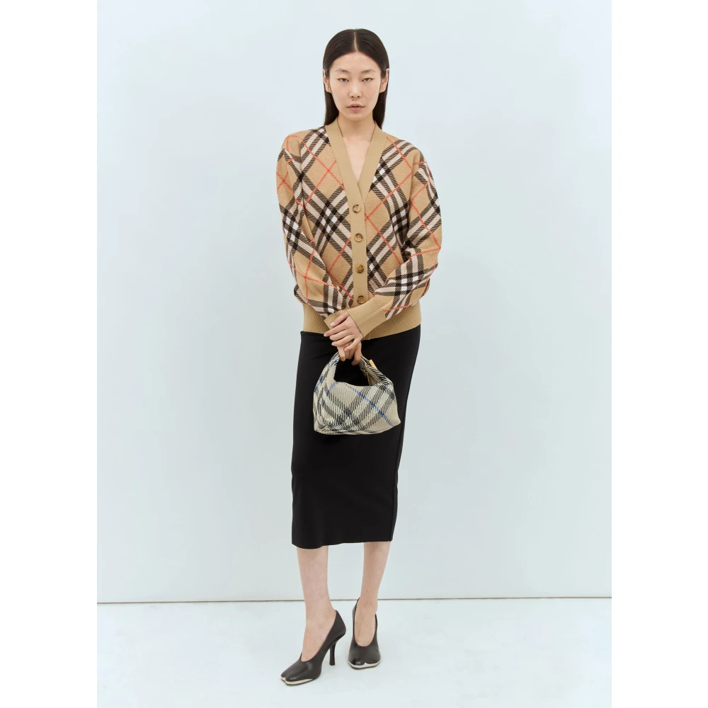 Burberry Check Wool-Blend Cardigan Beige Dames