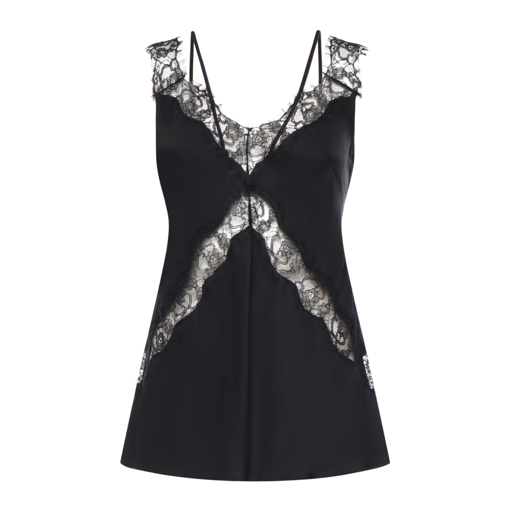 Pinko Women's Black Sleeveless Tops, L, Twill Top