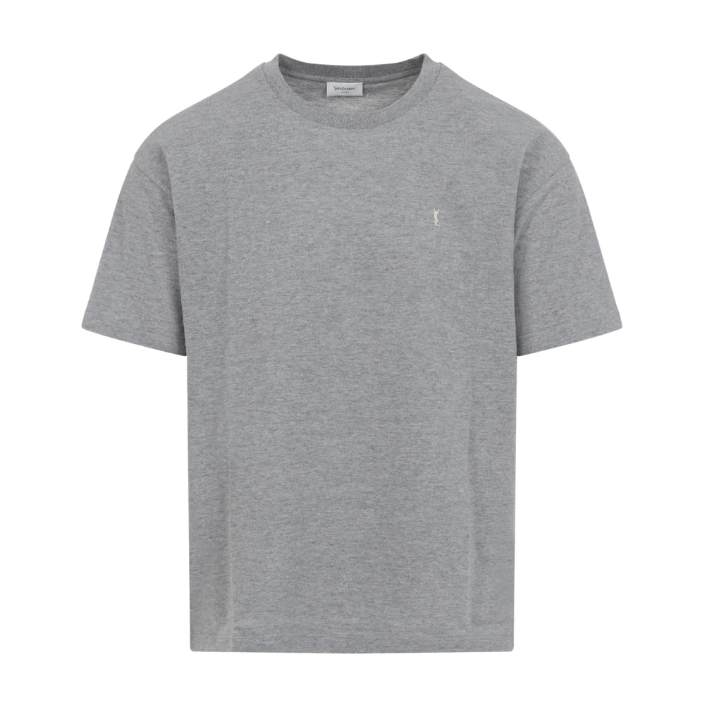 Saint Laurent Cotton Tee Gray Heren