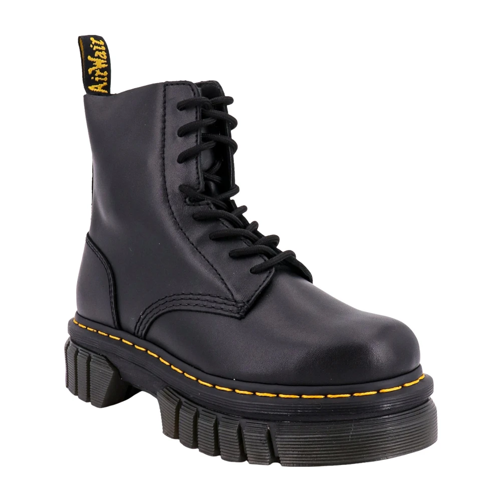 Dr. Martens Zwarte Leren Veterschoenen voor de Enkel Black Dames